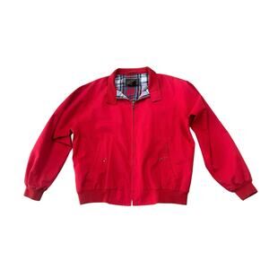 Vintage Eddie Bauer Red Harrington Jacket Bomber Style Plaid Lined Men’s Large -